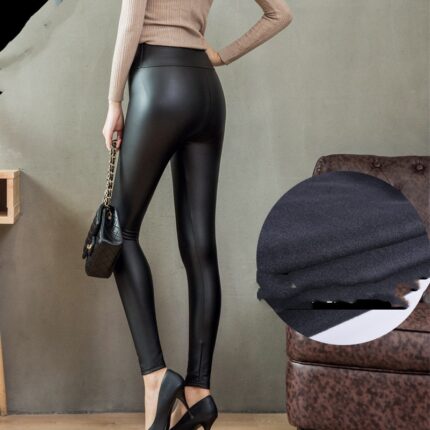 legging simili cuir noir